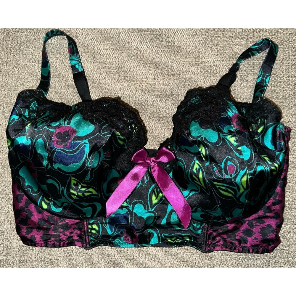 Cacique Floral Satin & Lace Bra – Size 42H
